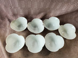 Lot of 7 Small Ceramic White Lotus Flower Rice Bowls