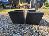 Pair of All-Weather Wicker Planters w/Plastic Inserts