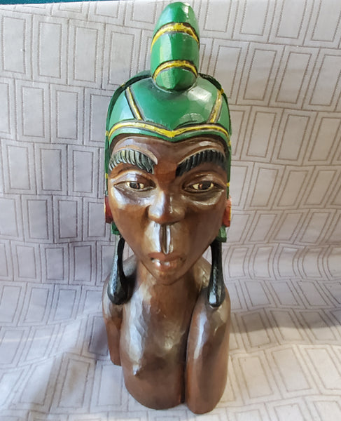 Vintage Carved Wood African Woman Sculpture