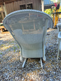 A-Lloyd Loom White Wicker Glider Loveseat, Chair and Table Set w/Sunbrella Cushions