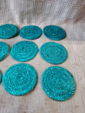 Set of 12 Blue Woven Coasters